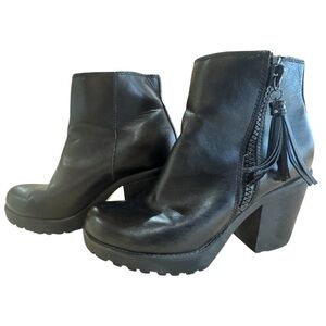 Black Leather Ankle Boots